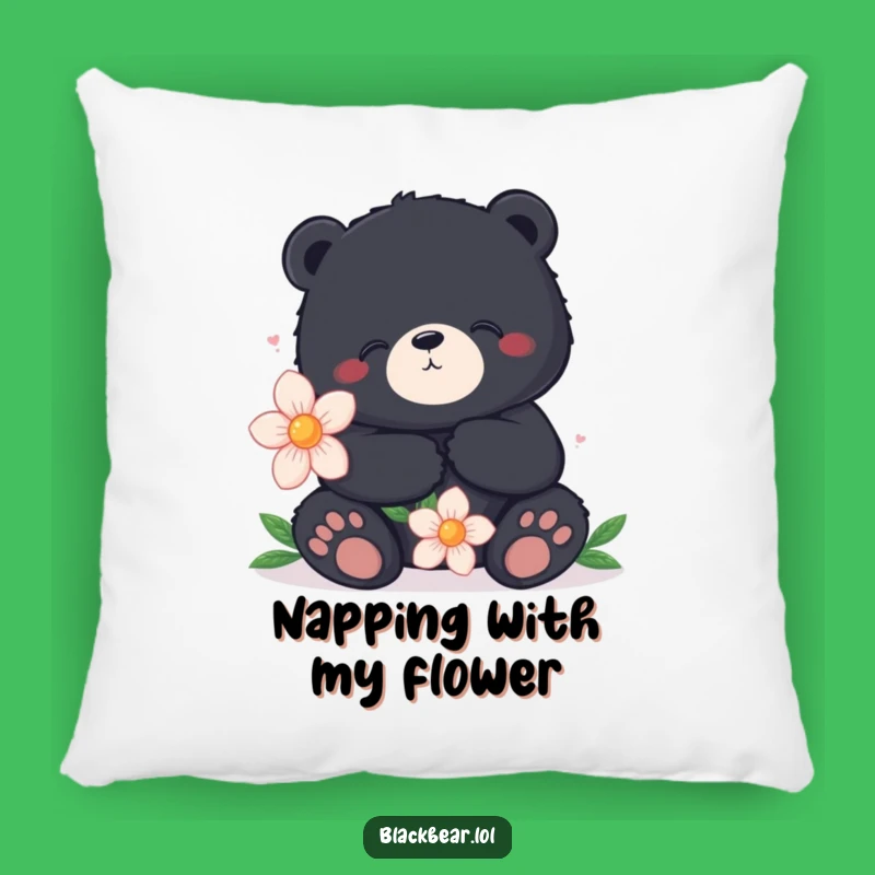Funny Cozy Bear Pillow - Content Flower Bear Cushion, Perfect Funny Gift