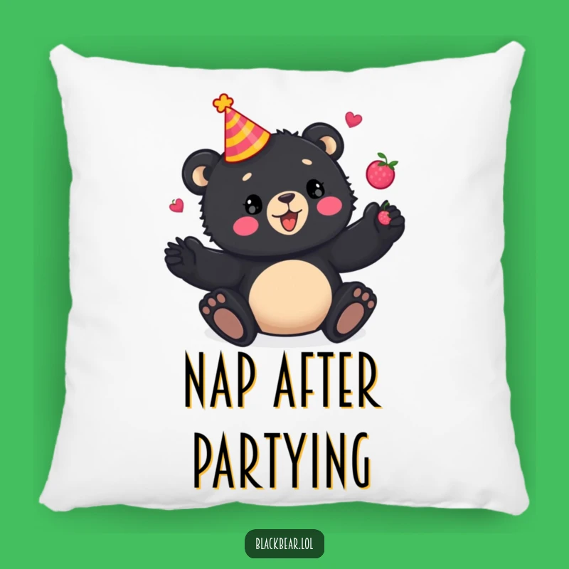 Funny Pillow: Bear Cub Party Juggling, Cozy Comfort and Humorous Present!