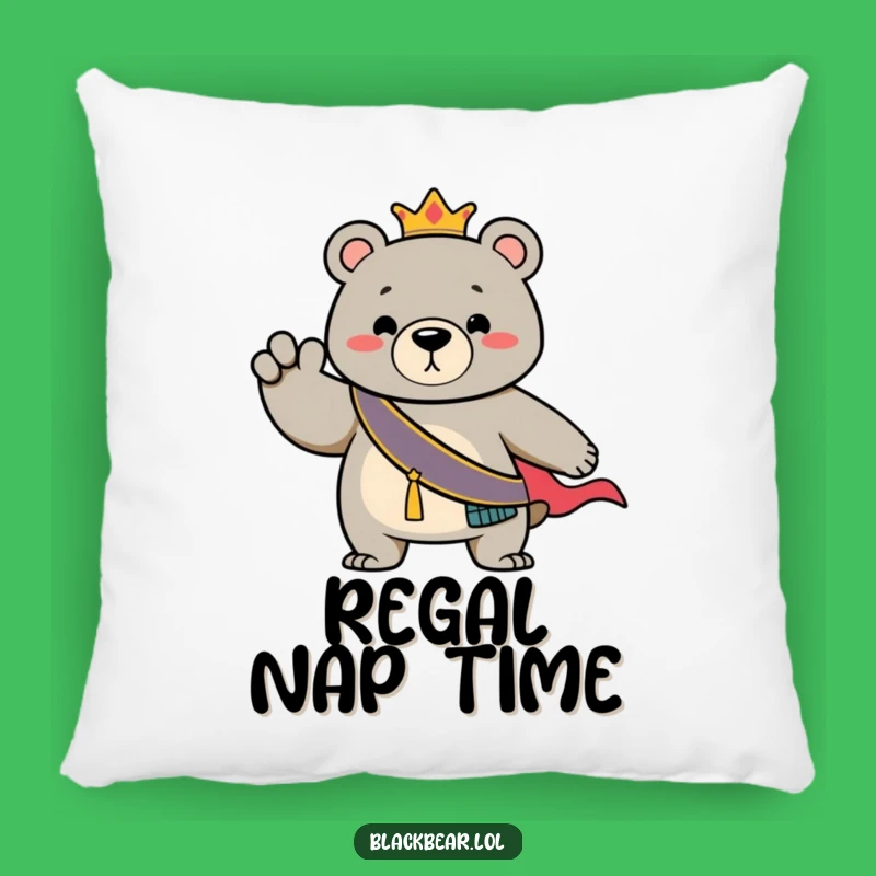 Funny Bear Regal Sash Pillow: Cozy Royal Comfort, Adorable Funny Gift for Decor