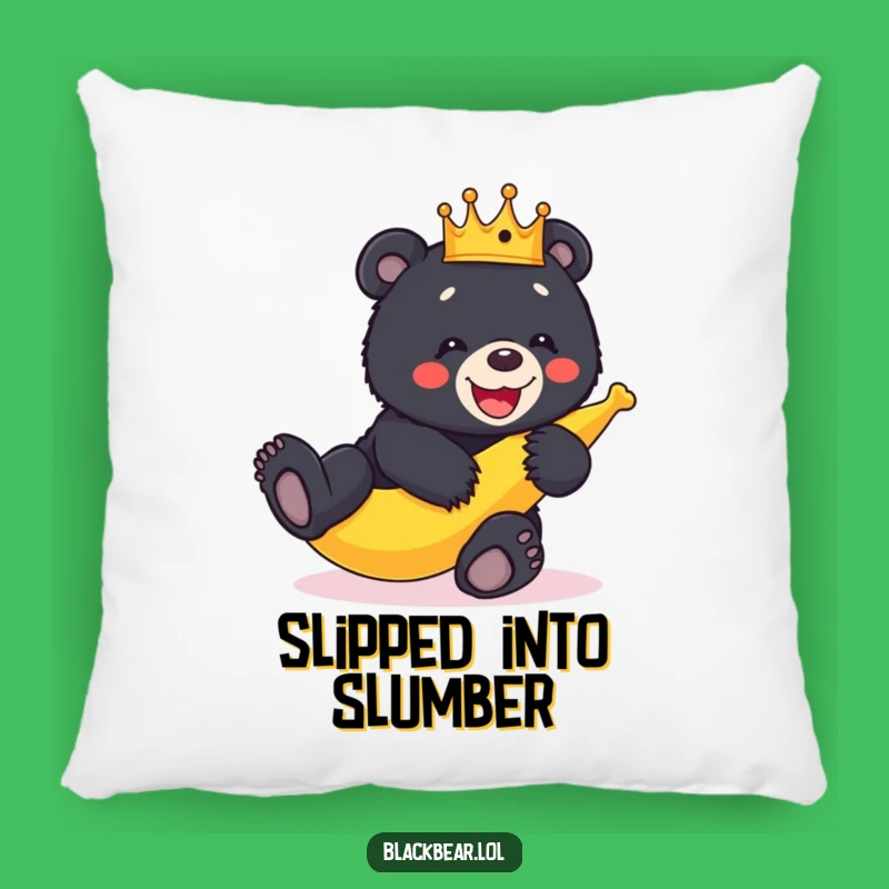 Funny Bear Cub Crown Banana Peel Slip Pillow - Comfy & Hilarious Decor