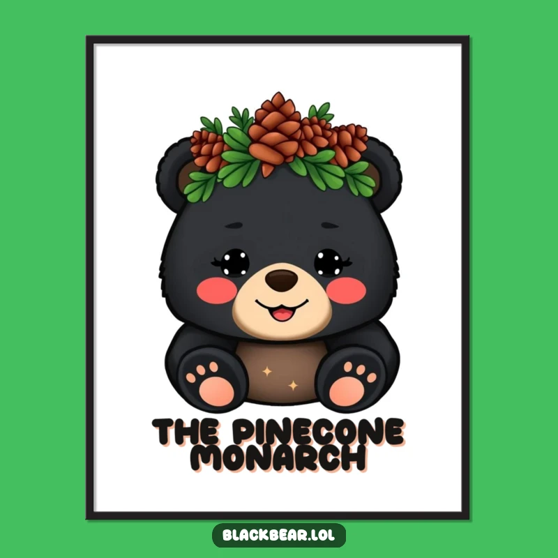 Funny Bear Digital Art: Royal Cub's Pinecone Wave for Instant Charm