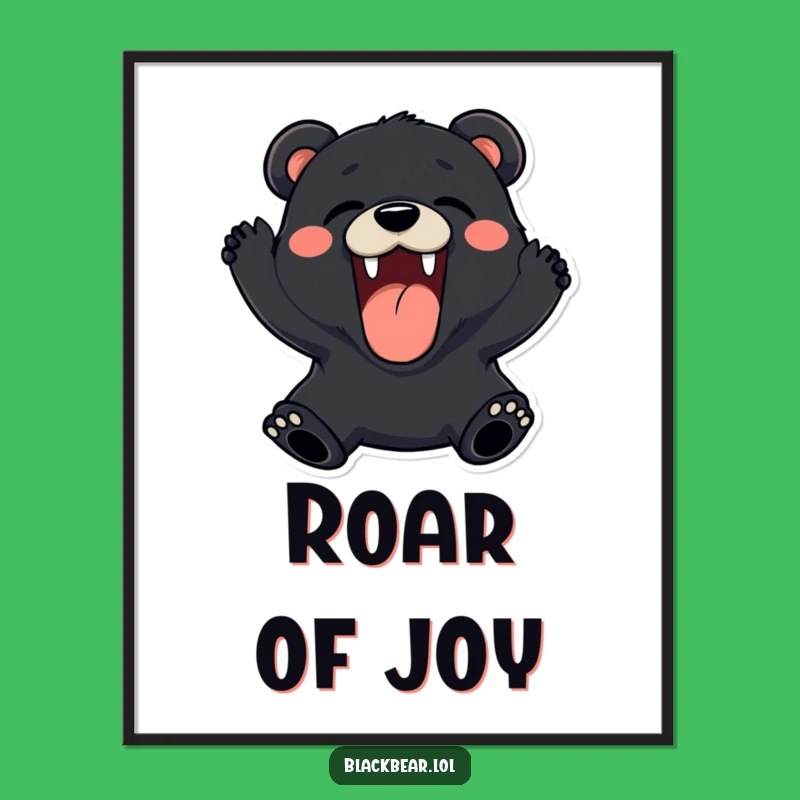 Funny Roaring Bear Digital Art: Playful Printable Wall Decor Gift
