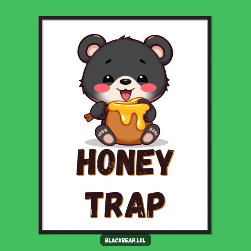 Funny Bear Cub Honey Pot Digital Print - Instant Whimsy, Unique Funny Gift for Walls!