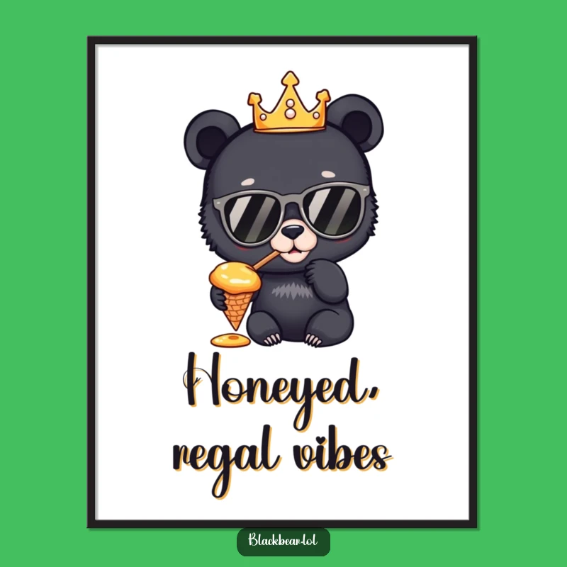 Funny Bear King Digital Art Print: Bring Regal Joy to Your Walls Instantly