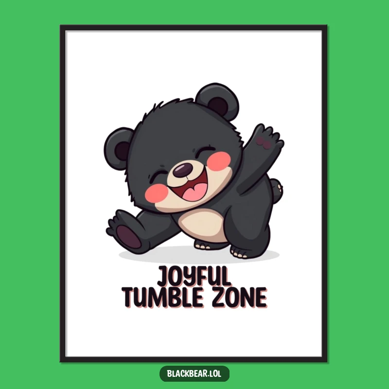 Funny Joyful Bear Cub Tripping Digital Art Print: Instant Cheer