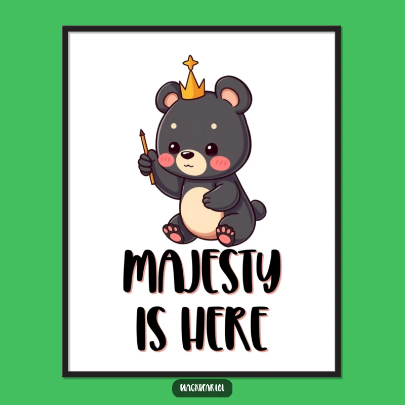 Funny Bear Cub Scepter Digital Art: Enchanting Artwork for Instant Joy
