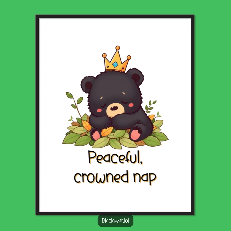 Funny Bear Cub Crown Nap Digital Art Print - Instant Peaceful Art