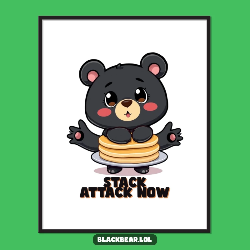 Funny Pancake Bear Digital Art: Hilarious Big Eyed Print, Instant Funny Gift!