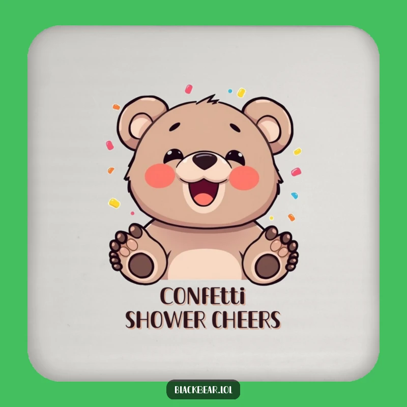 Funny Bear Confetti Coaster - Protect Surfaces with Fun