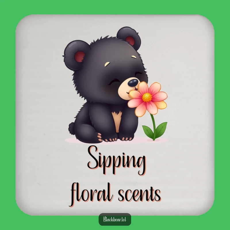 Funny Bear Coaster - Delightful Flower Sniffing Protection for Tables