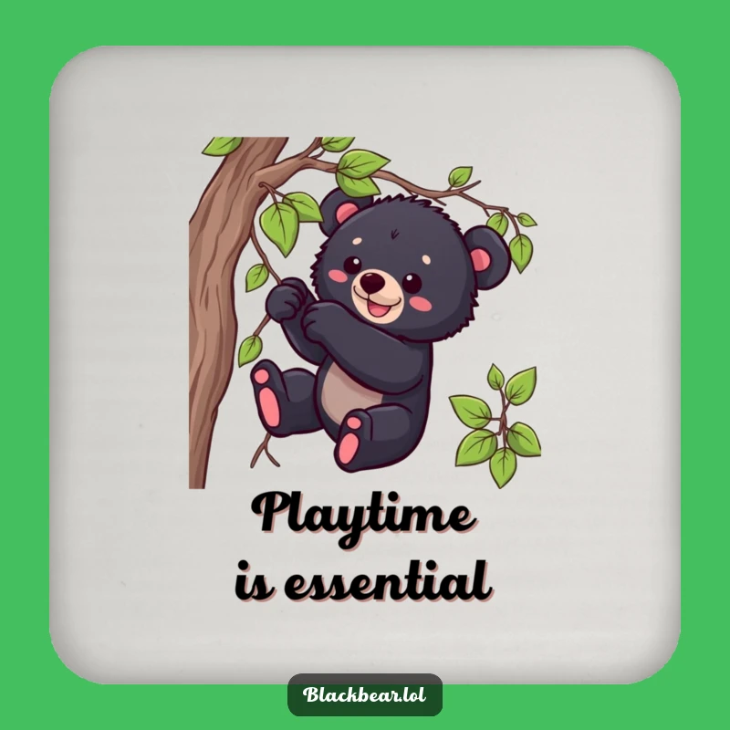 Funny Bear Cub Coaster Set: Playful Cub Tugging, a Charming Gift
