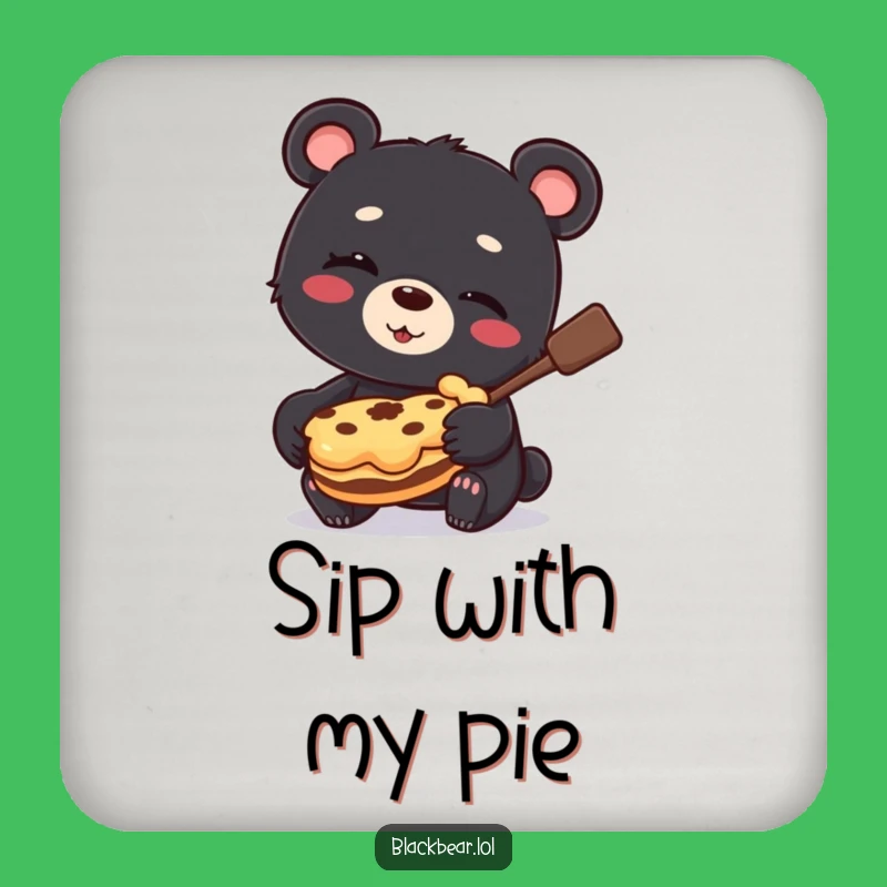 Funny Bear Cub Pie Thief Coaster: Winking Drink Protection, Hilarious Dessert Accessory