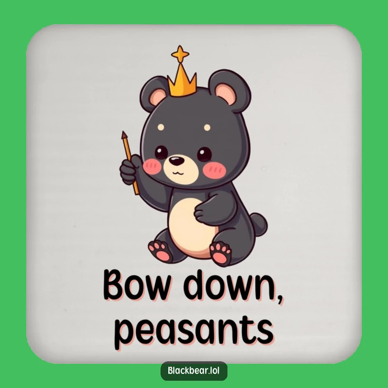 Funny Bear Cub Scepter Drink Coaster: Protect Surfaces with Woodland Charm