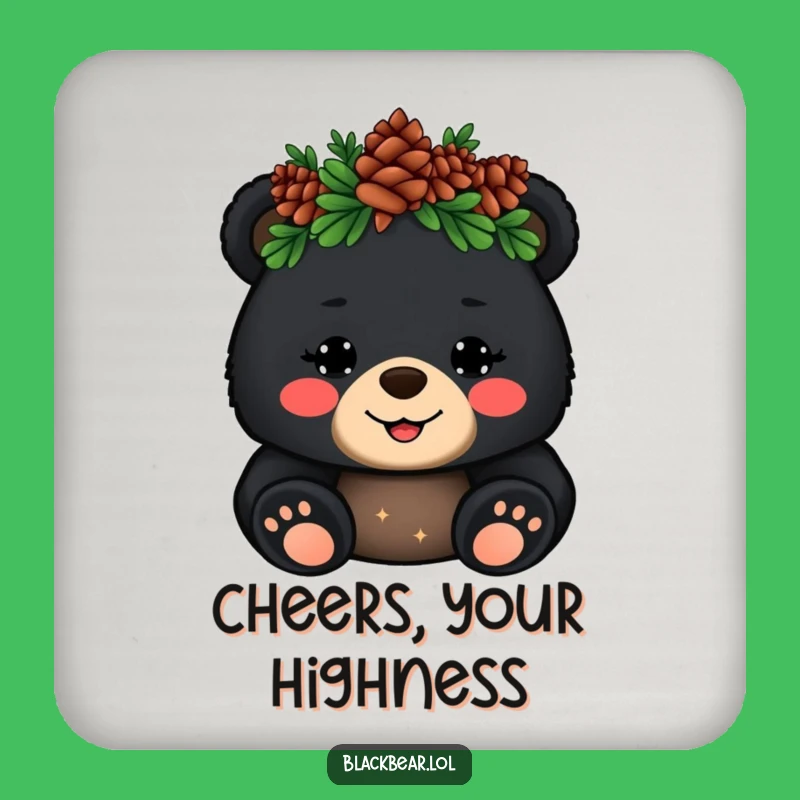 Funny Bear Drink Coaster: Protect Surfaces with Royal Cub's Pinecone Charm