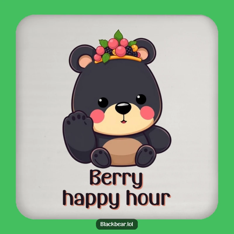 Funny Bear King Coaster: Berry Crown Paw Protection, Humorous Table Gift