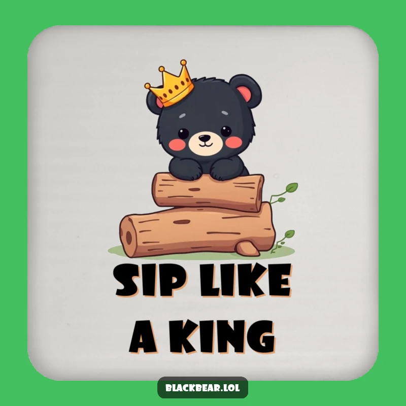 Funny Bear King Coaster: Protect Surfaces With Cuteness, Set Of Royalty!