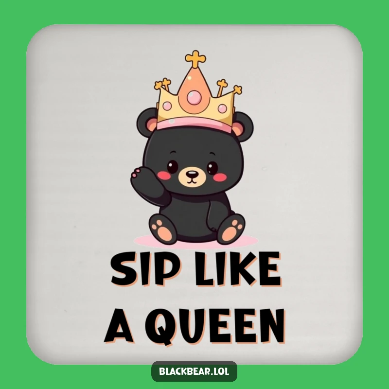 Funny Bear Princess Hat Coasters: Protect Your Table with Royal Flair!