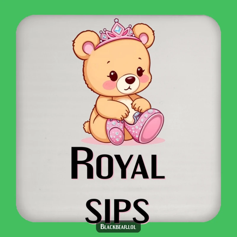 Funny Bear Tiara Shoes Drink Coaster: Glamorous Cub Accessory, Cute Funny Gift