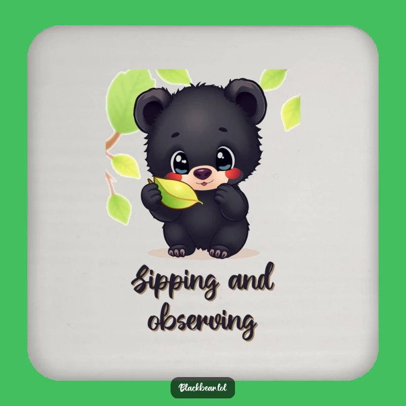 Funny Curious Bear Cub Coaster: Protect Surfaces with Nature's Wonder, Great Humorous Gift