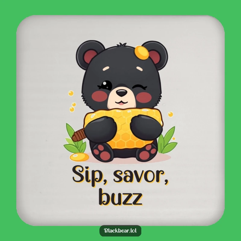 Funny Drink Coaster: Bear Honey Cub, Protect Surfaces with Humorous Present!