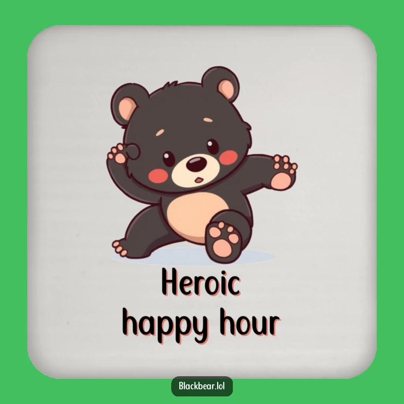 Funny Heroic Bear Cub Coaster: Protect Surfaces with Brave Silliness, Great Humorous Gift