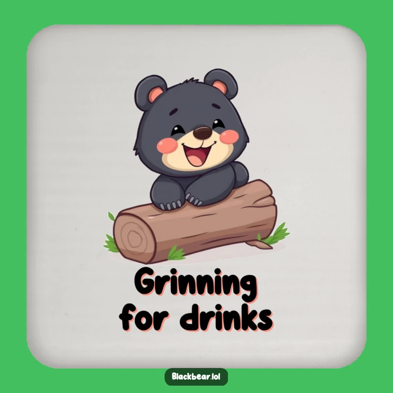 Funny Playful Bear Cub Log Slide Coaster - Grinning Surface Protection