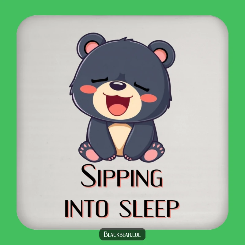 Funny Sleepy Bear Cub Drink Coaster: Protect Surfaces with Cozy Flair