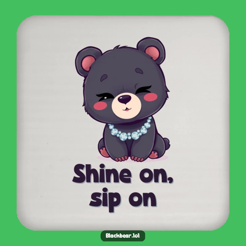 Funny Bear Cub Wink Coasters: Protect Surfaces with Sparkle!