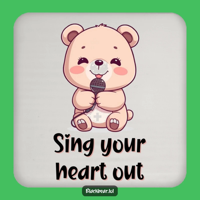 Funny Bear Microphone Drink Coaster: Music Lover Accessory, Cute Funny Gift