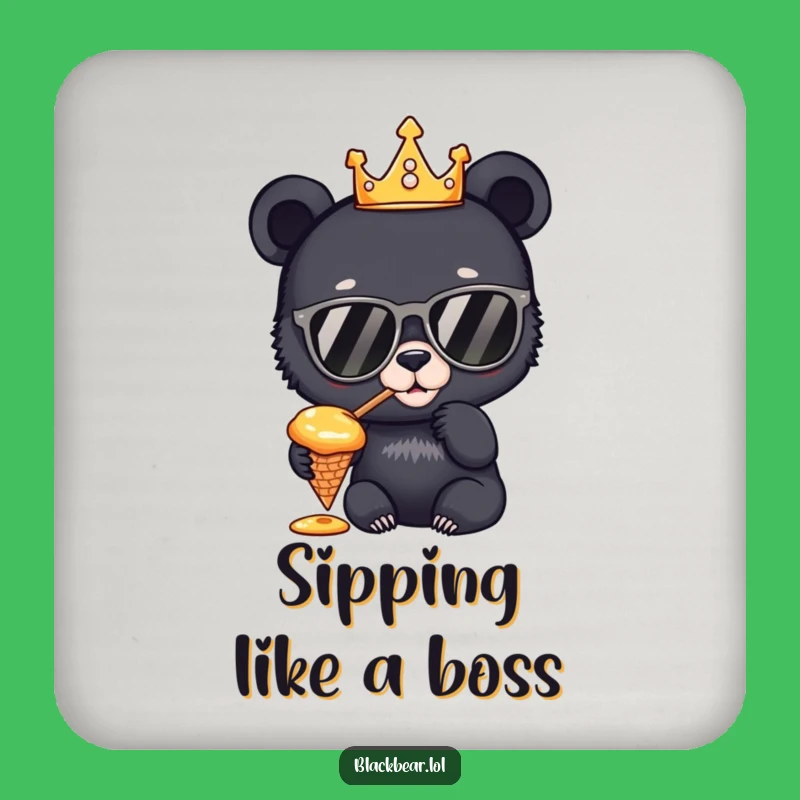 Funny Bear King Drink Coaster: Protect Surfaces with Regal Art