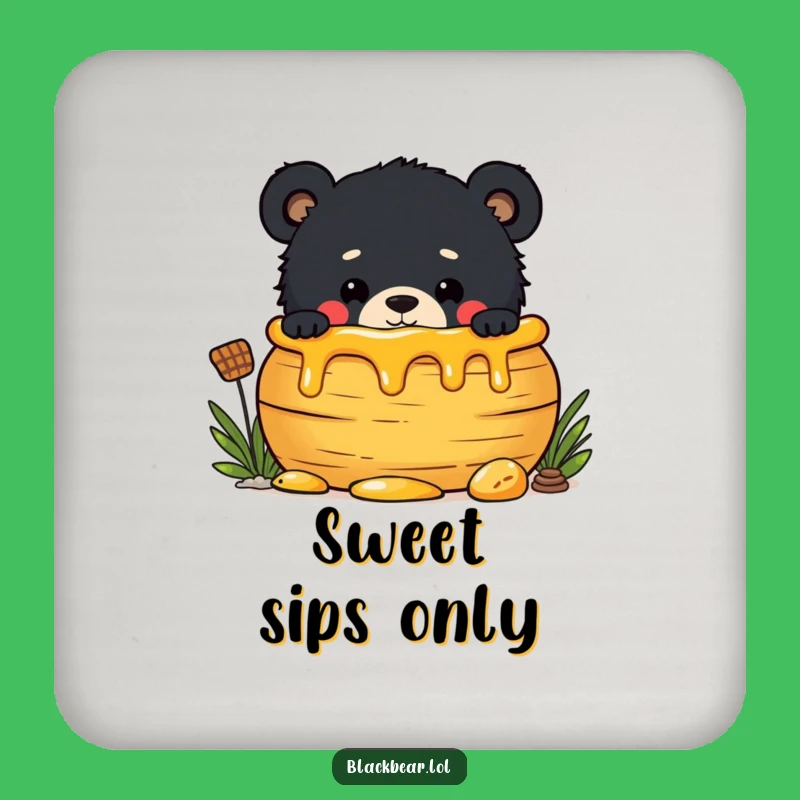Funny Honey Pot Bear Cub Coaster Set - Mischievous Protection, Unique Gift