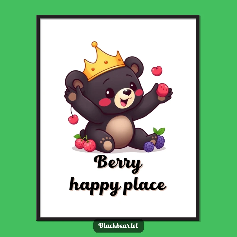 Funny Bear Cub Poster: Charming Wall Art of a Juggling Cub!