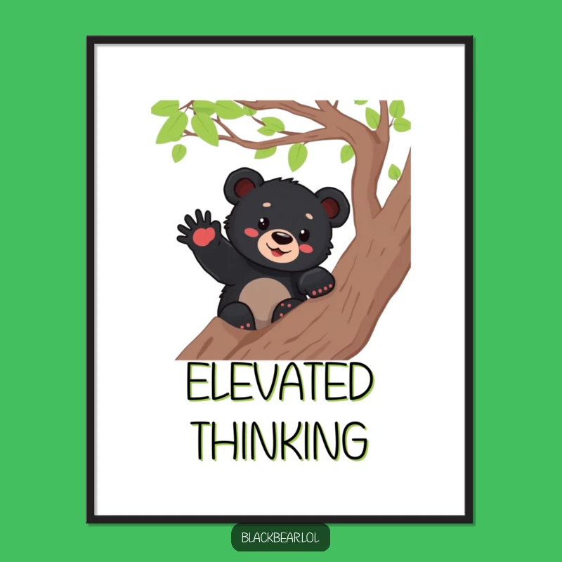Funny Bear Cub Waving Poster - Hilarious Wall Art & Cheerful Gift