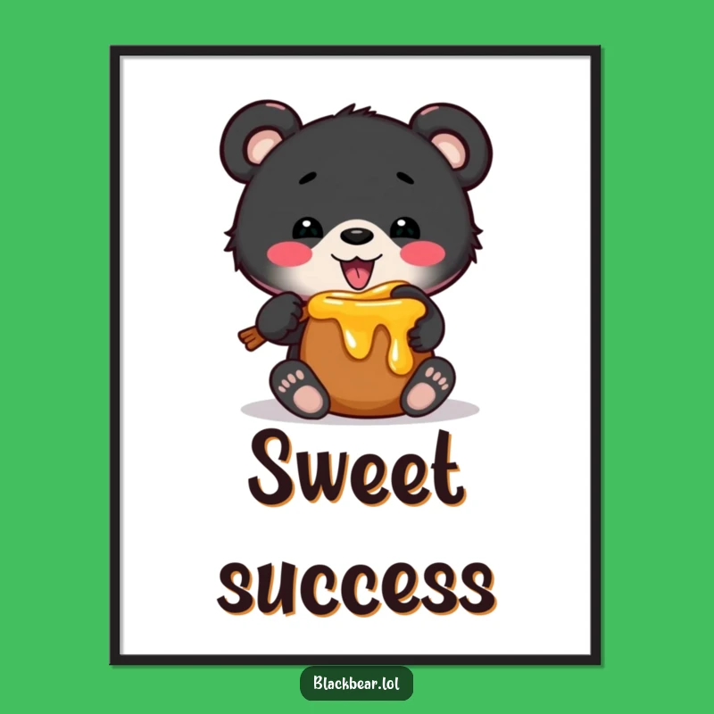 Funny Bear Cub Honey Pot Poster - Whimsical Animal Art, Perfect Funny Gift for Decor!