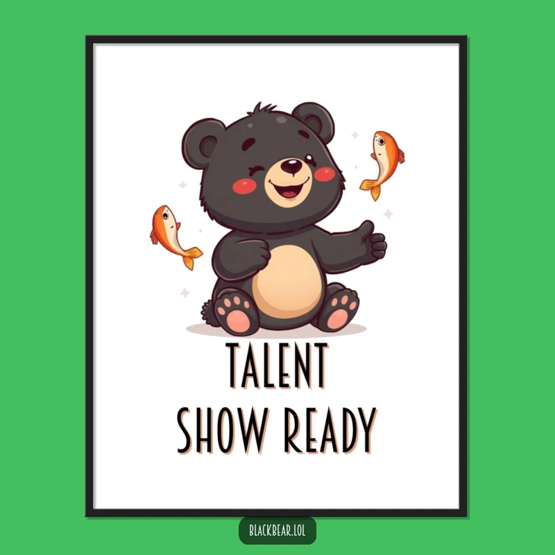 Funny Juggling Bear Poster: Whimsical Art for a Playful Space