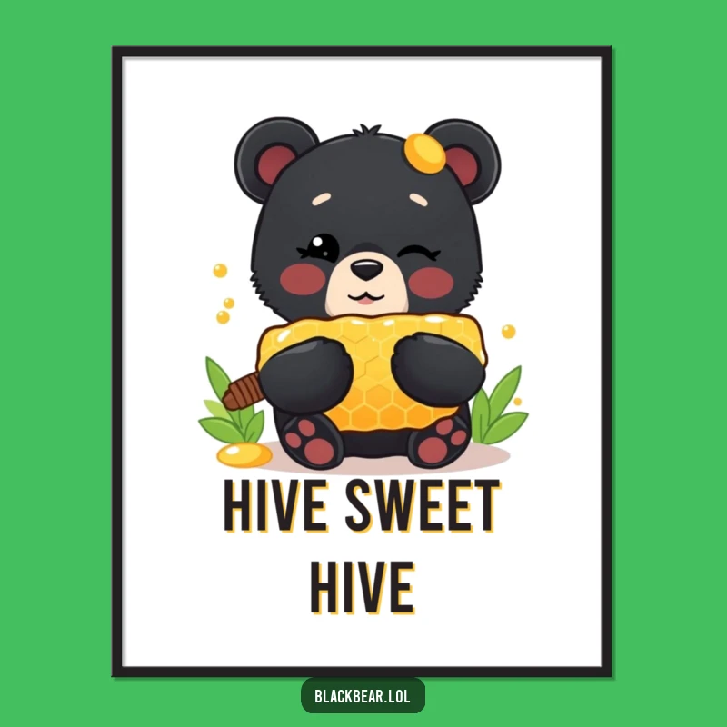 Funny Poster: Bear Honey Cub, Hilarious Wall Art Present!
