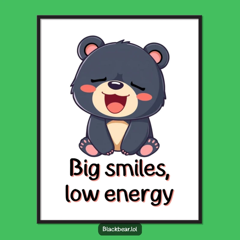 Funny Sleepy Bear Cub Poster: Adorable Wall Art for Cozy Spaces