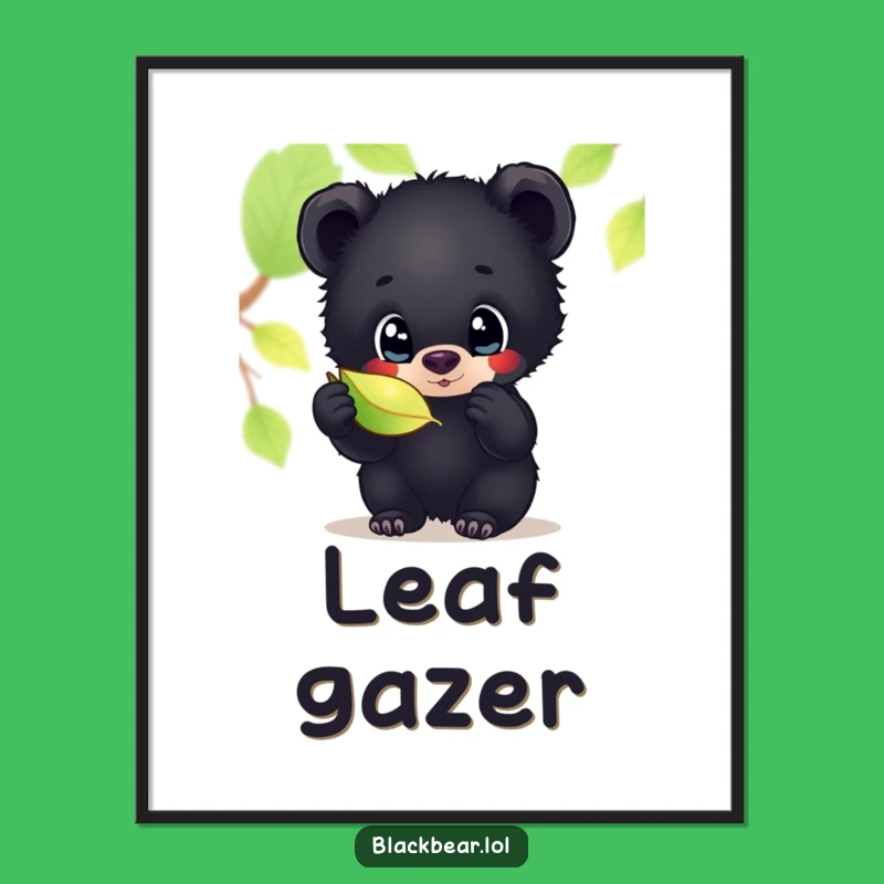 Funny Curious Bear Cub Poster: Enchanting Nature Art, Perfect Humorous Wall Decor Gift