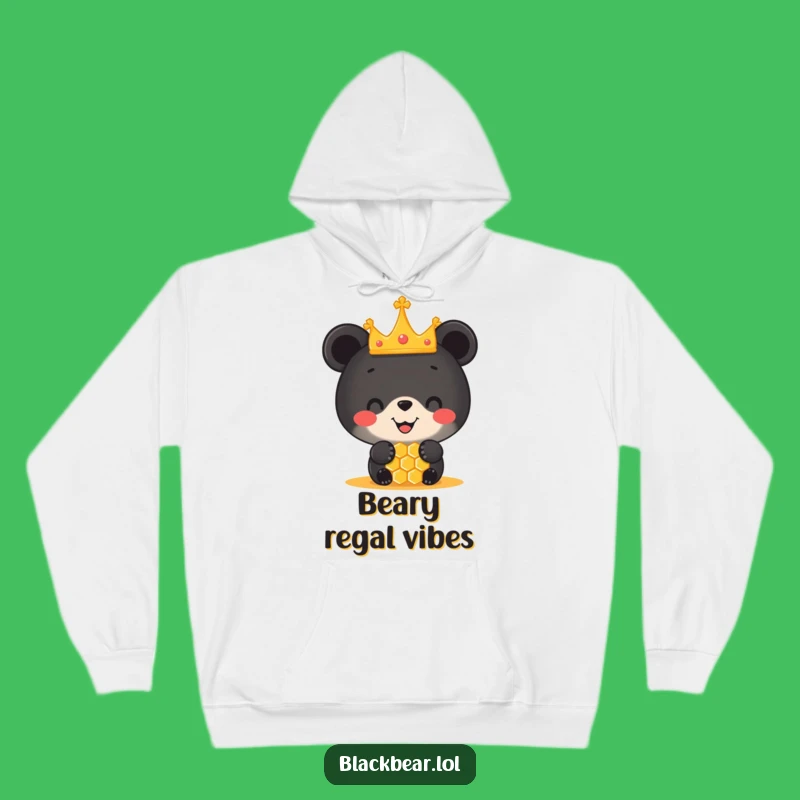 Funny Black Bear Cub Honeycomb Hoodie - Cozy Royal Animal Sweatshirt Gift