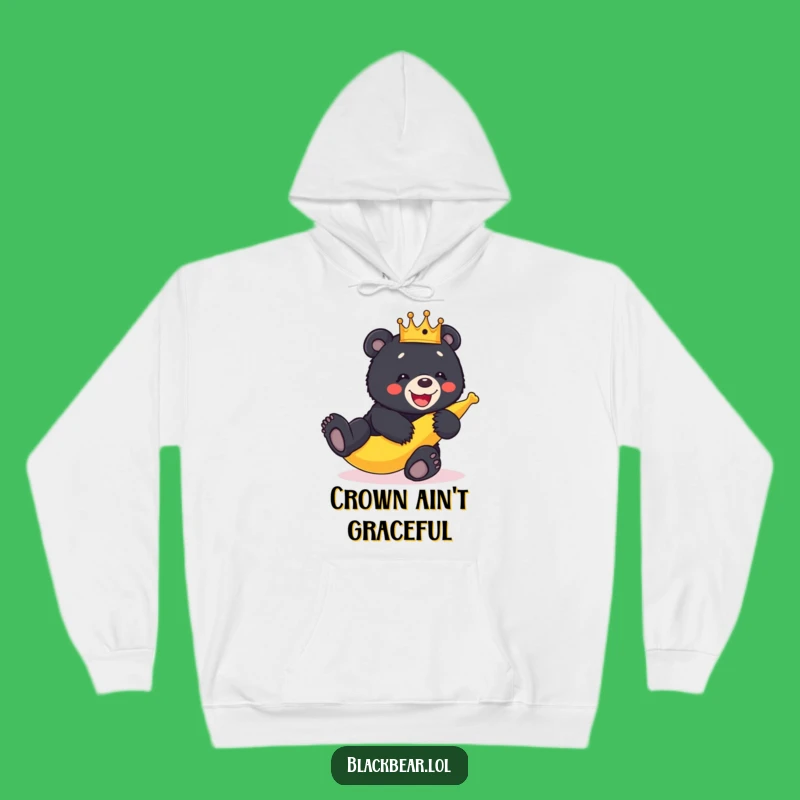 Cozy Funny Bear Cub Crown Banana Peel Slip Hoodie - Warm & Hilarious Gift