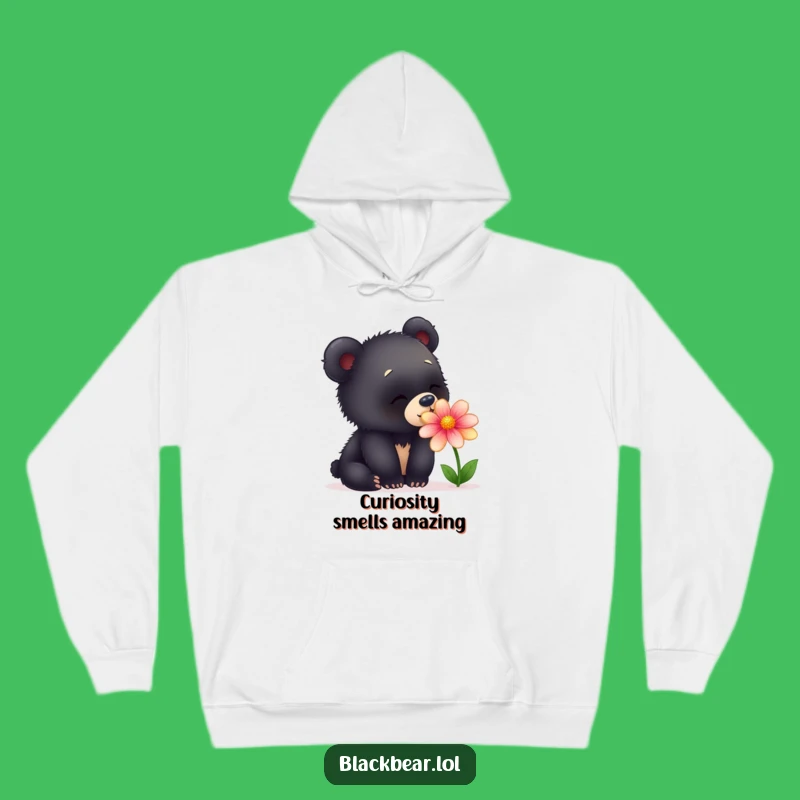 Funny Black Bear Hoodie - Cozy & Delightful Flower Sniffing Gift Apparel