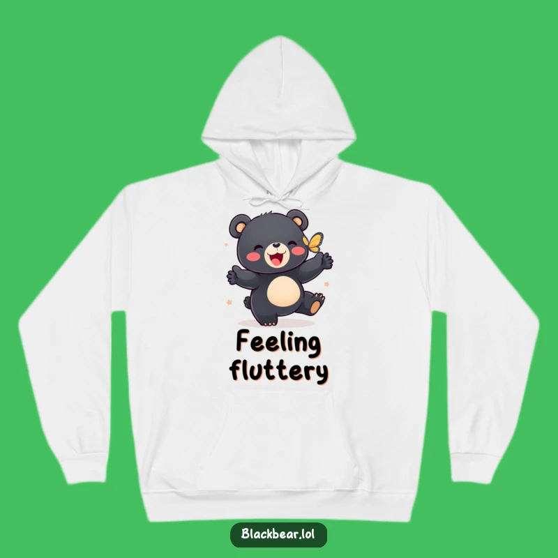 Funny Bear Cub Dance Hoodie: Cozy Black Bear Cub and Butterfly Sweatshirt, a Warm Funny Gift!