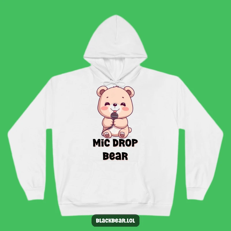 Funny Bear Microphone Hoodie: Cozy Star Performer, Warm Funny Gift for Musicians
