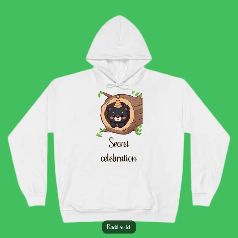 Funny Bear Party Hoodie: Cozy Happy Cub In Log, Warm Funny Gift!