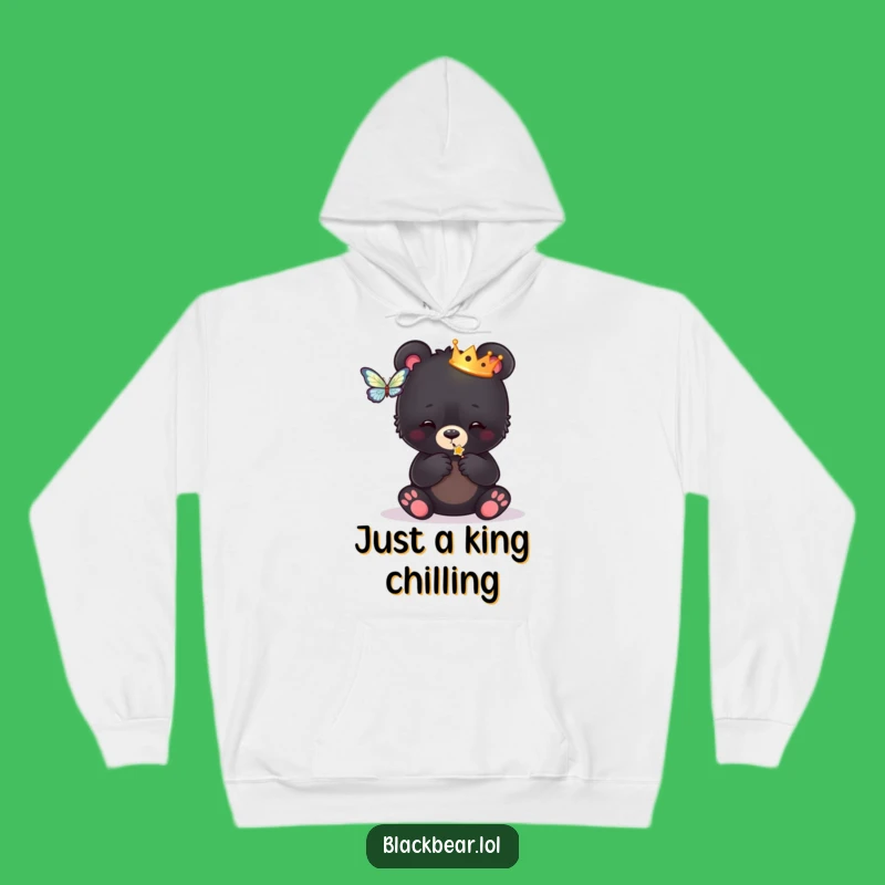 Funny Royal Bear Cub Hoodie - Cozy Crowned Cub Butterfly Design, Great Gift