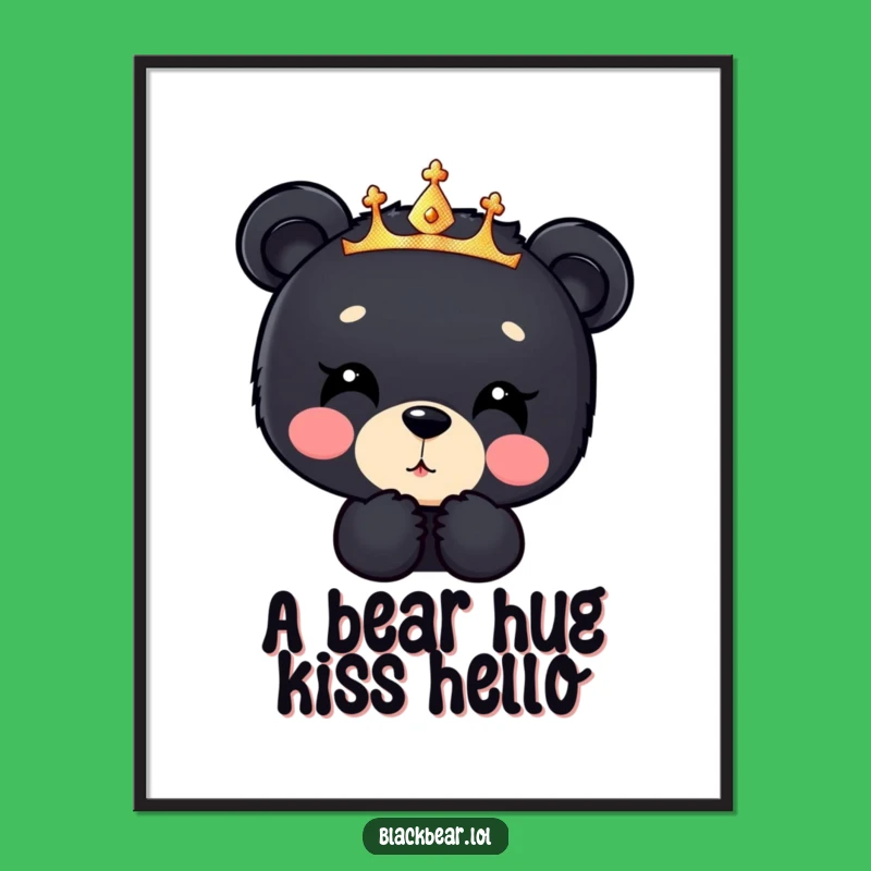Bear Cub Wall Art Free Printable: Sparkly Crown Kiss Downloadable Decor