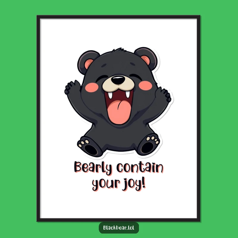 Funny Free Printable Wall Art: Roaring Bear, Playful Downloadable Decor Gift