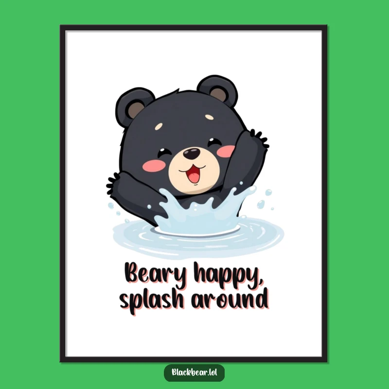 Free Printable Wall Art: Splashy Bear Fun Funny Downloadable Decor