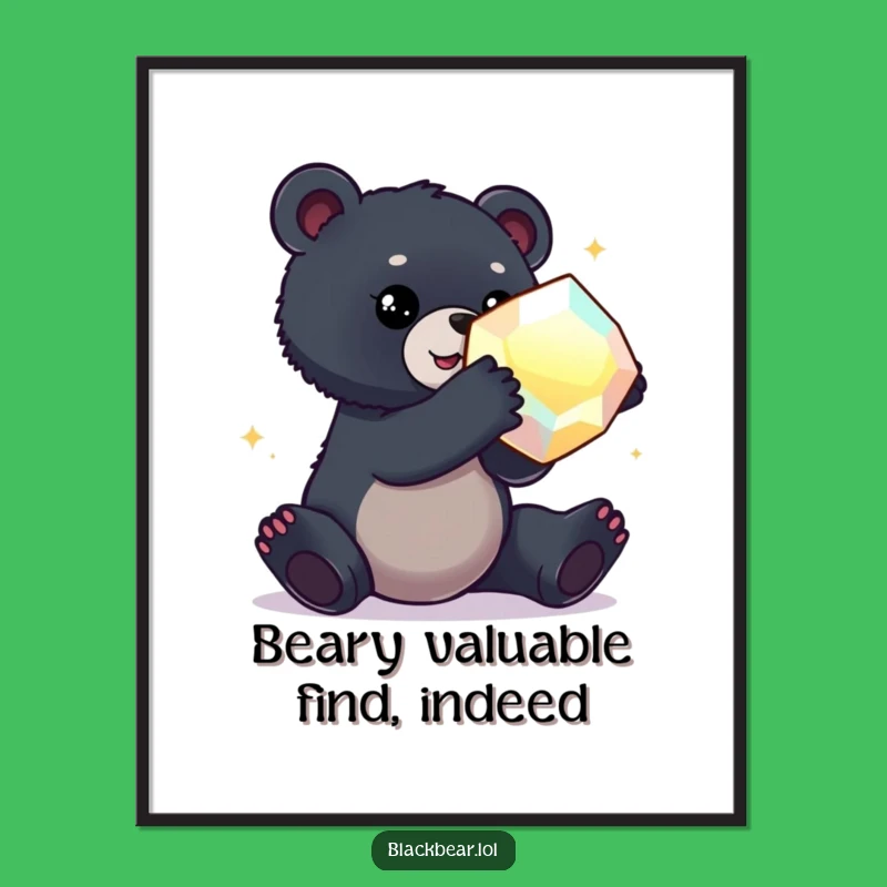 Free Printable Wall Art: Funny Bear Cub Gem - Sparkling Downloadable Decor