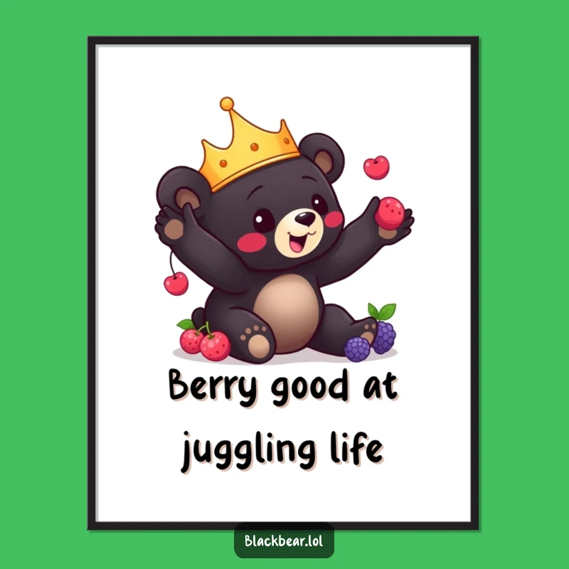 Free Printable Funny Bear Art: Juggling Cub Crown Wall Decor, DIY Download